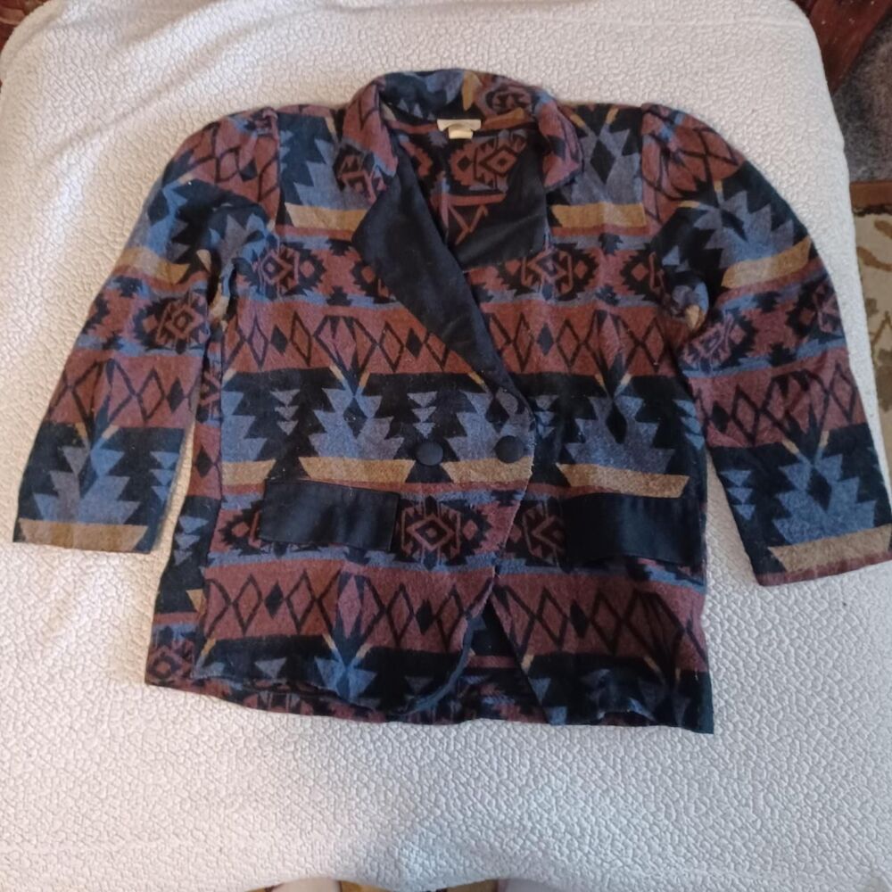 Vintage JR Designs USA Southwestern Geometric Jacket - Size 14
